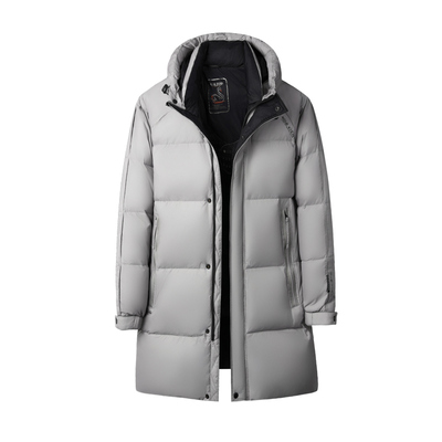 皮尔卡丹鹅绒羽绒服男士中长款