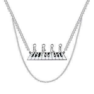 和猫 披头士阿比路钢琴项链男夜光小众潮酷音乐摇滚高级锁骨链女