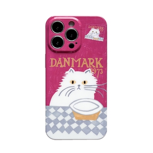 双面印花iphone14/14promax小众猫咪iPhone12手机壳适用苹果13promax保护套芭比粉玫红苹果13全包防摔耐脏imd