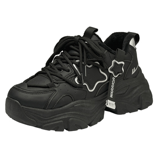 回力加绒加厚老爹鞋女2025冬季新款厚底百搭黑色爆款运动鞋女跑鞋