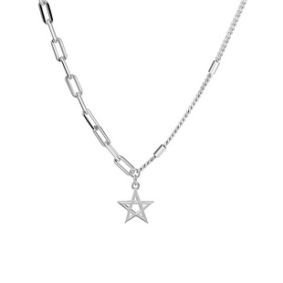 老银匠星星不对称送女友s925银项链五角星个性设计感银锁骨链女士