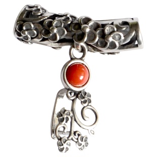 燕子家925银长管夹扣纯银镶石高端吊坠配件对夹扣子银扣复古扣头