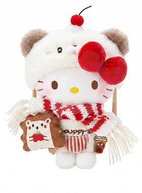正版hellokitty冬日红围巾小狗