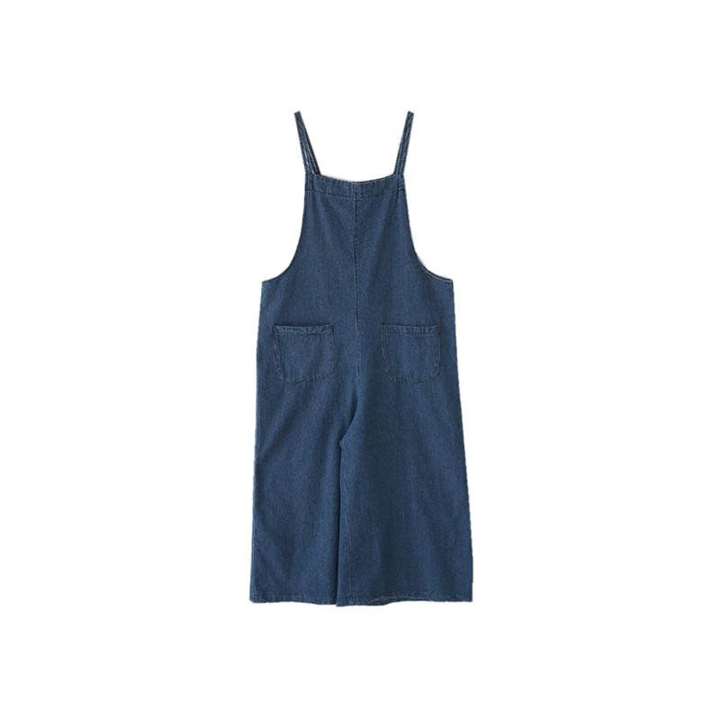 K23韩国女装代新品2026宽松牛仔阔腿背带裤女夏学院风工装九分裤