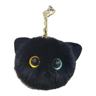 新款夜光眼睛花耳毛绒猫咪头挂件情侣包包书包钥匙扣小猫玩偶挂饰