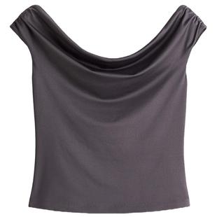 HM女装背心春季垂坠露肩露背时尚吊带无袖上衣1290228