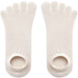 五指袜子女纯棉防臭夏季薄款低腰短袜黑白纯色分开脚趾袜防磨脚潮