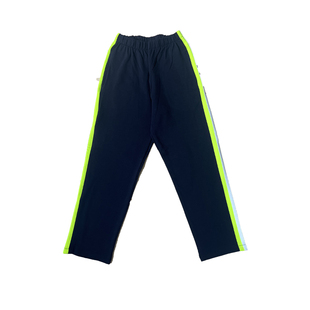 秋冬加绒藏蓝直筒初高中小学生运动校服裤子荧光绿宽杠白条定做