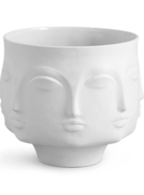 现货美国Jonathan Adler女性脸陶瓷器花瓶装饰大碗花盆样板房正品