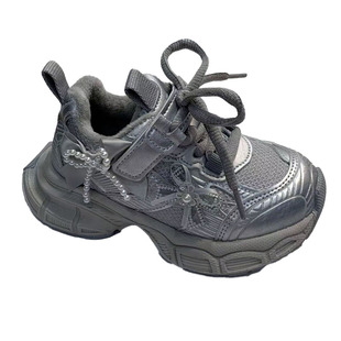 小孩女孩老爹运动休闲女童厚底增高单鞋子中大童加厚春秋2026新款