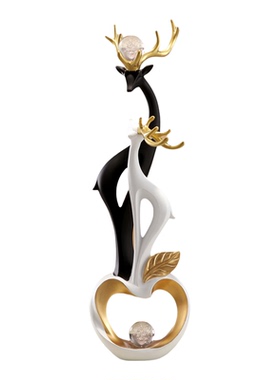 福鹿摆件轻奢高级感客厅电视柜入户玄关壁龛竖长旺宅装饰乔迁礼品