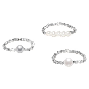 潮宏基闪耀银河S925银淡水珍珠仿珍珠戒指碎银子送女友妇女节礼物