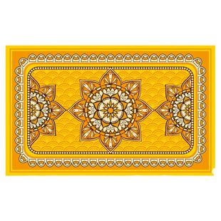 2026年大门朝西黄色地垫步步莲升入户门垫新中式圈绒防滑除尘脚垫