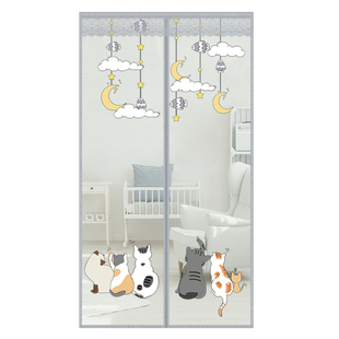 金刚网防蚊门帘卡通夏季家用卧室隔断帘沙门子磁吸魔术贴纱窗纱门