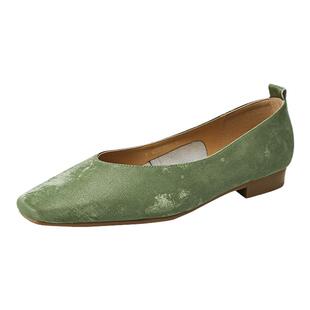 达芙妮浅口单鞋女2026新款夏季平底鞋软底皮鞋新中式国风旗袍女鞋