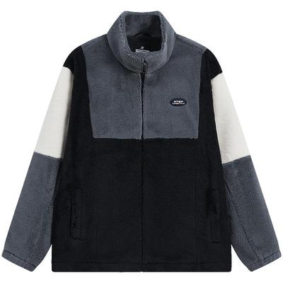 特步羊羔绒外套男保暖夹克