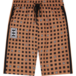 BM格子印花烫钻欧货短裤男夏季薄款五分沙滩裤子潮牌男士休闲中裤