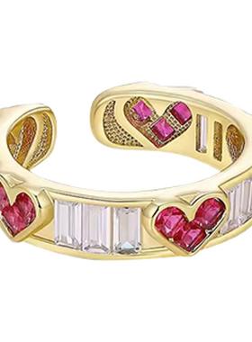 粉色爱心精致戒指女小众