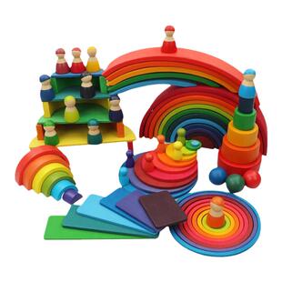 十二拱桥积木小人幼儿园动作训练蒙特梭利蒙氏早教益智玩具教具