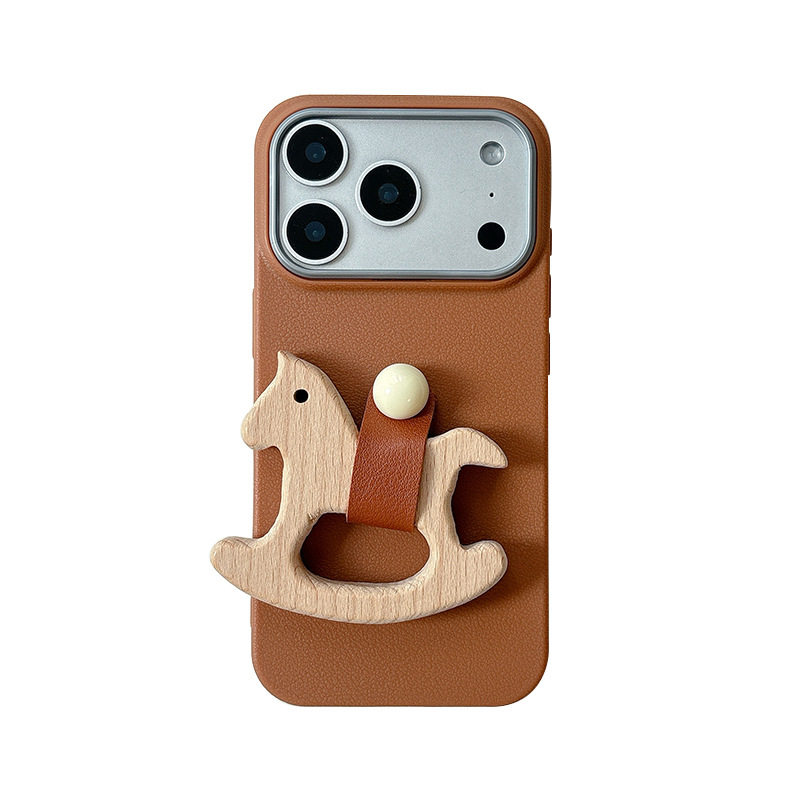 创意木质小马指环支架手机壳iPhone17promax软壳苹果16pro防摔15高级感14plus小众13网红明星款12女新款时尚