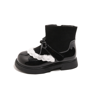 女童皮靴2025新款儿童鞋子软底防滑小女孩公主靴子加绒二棉短棉靴