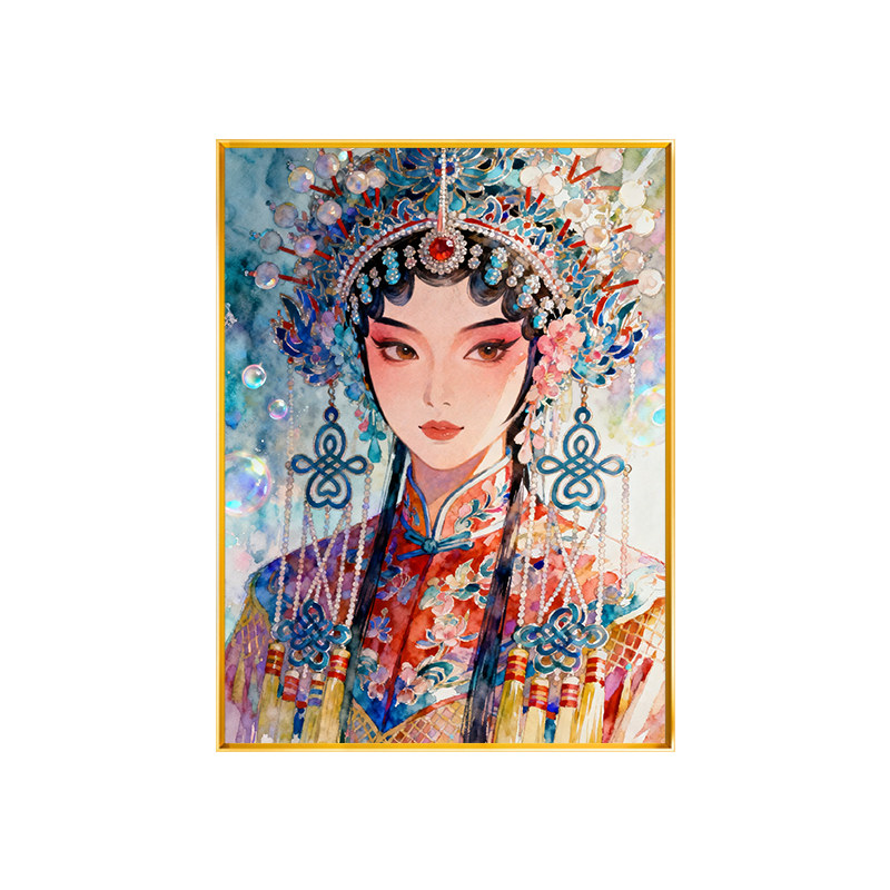 油画风中式戏曲花旦十字绣2026新款国风京剧人像小尺寸线绣新手绣