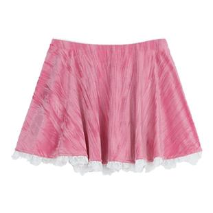 FTT FlyTheTruth『微甜朗姆酒』INS复古植绒蕾丝半身裙女夏季短裙