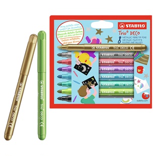 stabilo思笔乐德国进口节日新年卡片珠光水彩笔荧光闪粉记号笔绘画儿童彩绘黑卡纸专用高光笔宝宝涂鸦笔
