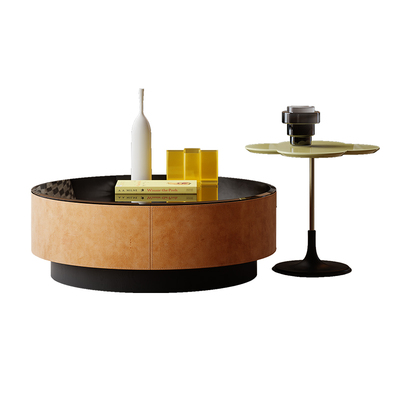 2025新款圆形钢化玻璃茶几