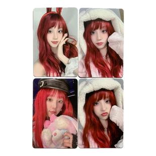 gidle女娃 宋雨琦小卡 快闪满额卡片红发自拍嘟嘴兔耳 送同学礼物