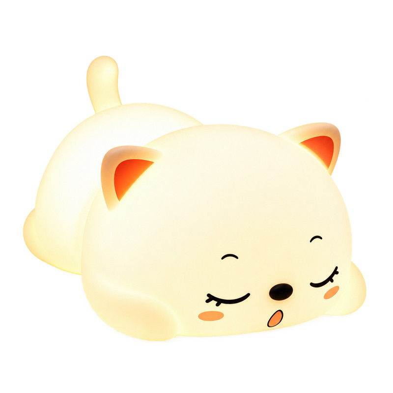 呼噜猫儿童小夜灯卧室睡眠灯充电床头硅胶可爱硅胶拍拍灯生日礼物