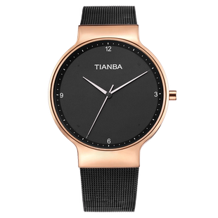 天霸太阳能光能表时尚潮流简约男表轻奢防水钢带石英腕表TM9005