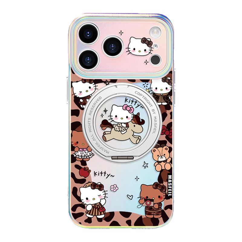ZHIZHE×猫咪豹纹适用苹果17Promax手机壳新款Lo5磁吸带支架iPhone16Pro支点套14可爱15好看高级感13pm