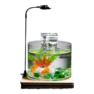 圆柱大型玻璃鱼缸客厅 直筒小型水培金鱼缸 乌龟缸造景水族箱过滤