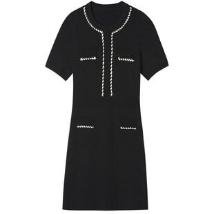 SALT.P可颜夏圆领收腰修身小香风短袖针织裙连衣裙