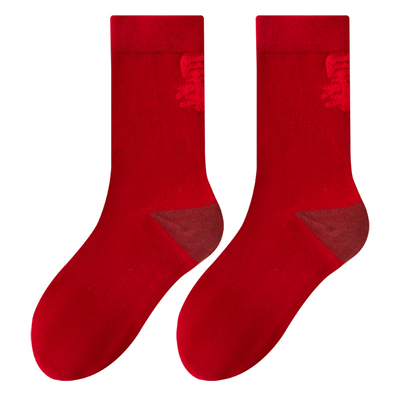 moremoli女款本命年纯色保暖棉袜