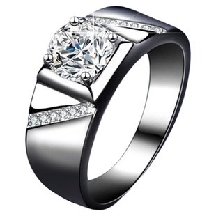 进口莫桑石钻戒通灵款男戒925纯银镀18K白金铂金情侣对戒仿真钻戒