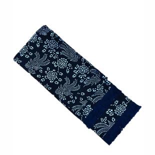 乌镇蓝印花布围巾蜡染纯棉长围巾文艺男女围脖送老外中国风围巾