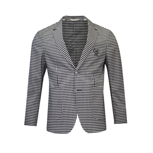 千鸟格小西服男修身帅气英伦风格子单排扣春秋外套格纹小西装显瘦