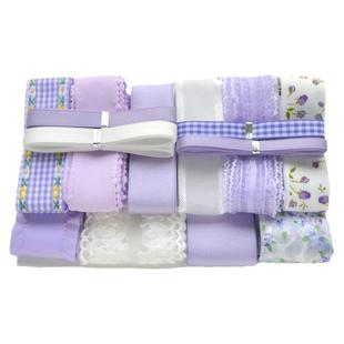 小清新浅紫哑光棉丝带套餐 新手发饰头饰材料包自制diy蝴蝶结发夹