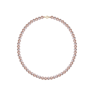 小立交 粉紫色6mm天然近圆淡水珍珠项链女复古气质锁骨链毛衣链