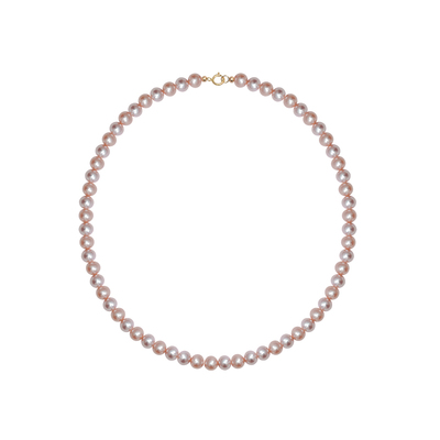 粉紫色6mm近圆淡水珍珠项链女