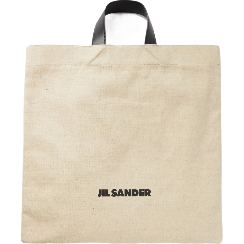 【折扣】[经典款]Jil Sander 女皮革边饰帆布手提包