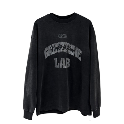 潮牌秋冬重磅长袖T恤男ins美式复古水洗做旧印花宽松青年帅气潮T