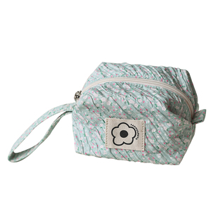 梵花不语小香风百搭手提化妆包女迷你便携碎花女性拉链收纳包小号