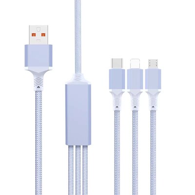 100W快充一拖三数据线适用iPhone15华为mate60苹果14三合一充电线一分三3个typeC充电宝短线0.5米加长2/3米