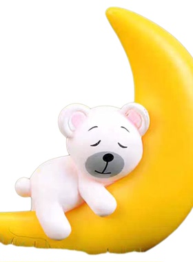 微景观创意可爱月亮狗熊装饰品