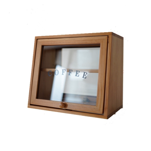 日式纯实木餐边柜厨房碗柜桌面零食咖啡杯收纳柜玻璃陈列展示柜