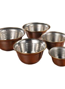 供水碗摆件不锈钢包黄铜雕花八供