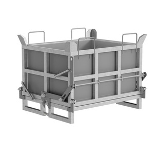 金属下口式废料箱自卸周转箱装卸重型铁屑箱叉车卸料工业废料铁箱